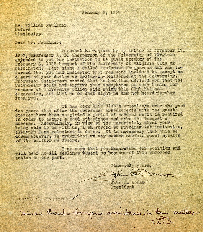 FAULKNER PAPERS LETTER